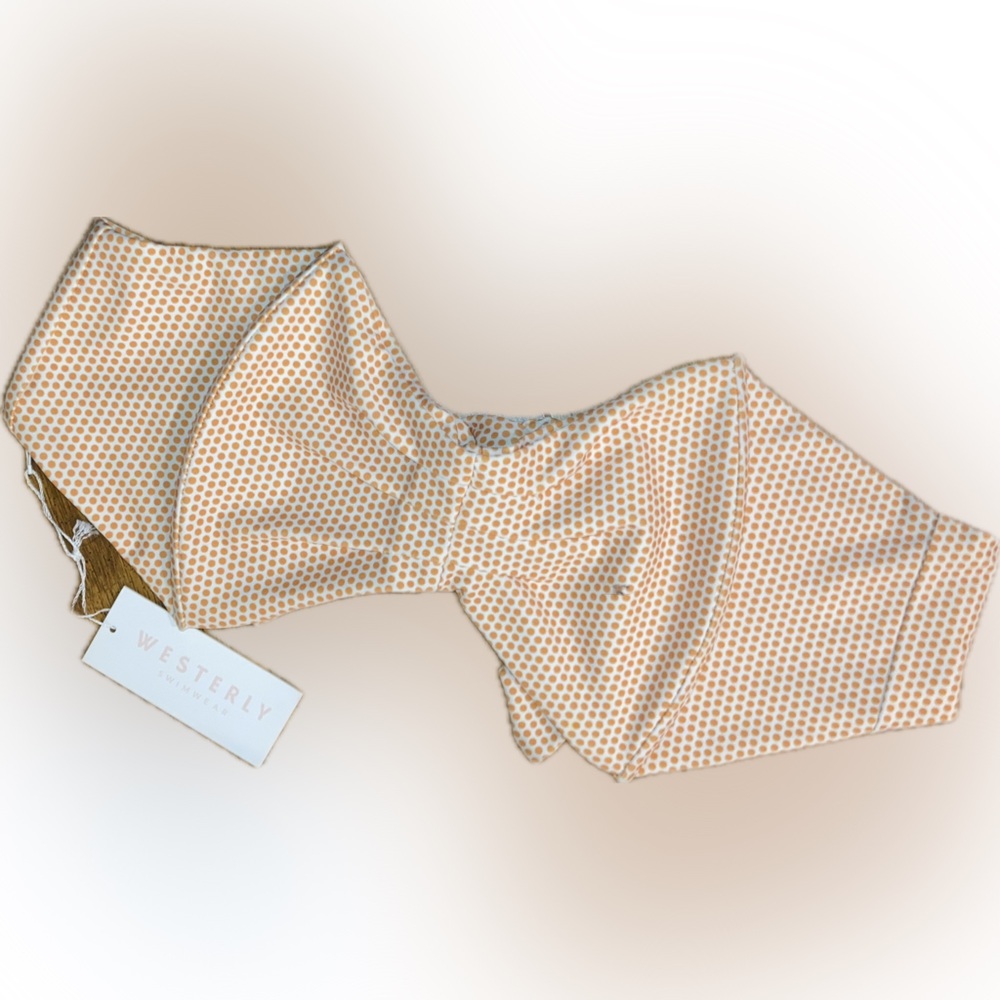 Westerly Swimwear Bandeau Bikini Top Orange Polkadots - M/L NWT - Picture 2 of 7